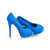 Blue Leather Woven Peep Toe Pump