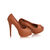 Coffee Leather Woven Peep Toe Pump