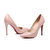 Beige patent leather point head pump