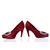 Red Satin Rhinestone Square Logo Pump