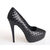 Black Woven Leather Platform Pump