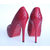 Red Woven Leather Platform Pump