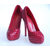 Red Woven Leather Platform Pump