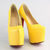 Yellow Croco Skin Leather Platform Pump