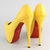 Yellow Croco Skin Leather Platform Pump