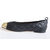 Black Quilting Leather Metal Head Flat