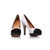 White with black head leather Pump with metal chain platform