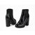 Black patent leather short boots