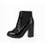 Black patent leather short boots