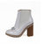 White patent leather short boot