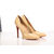 Beige leather pointed head pump