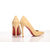 Beige leather pointed head pump