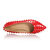 Red Pattern Leather Rivets Pointed Flat