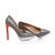 Gray patent leather white platform orange pump