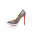 Gray patent leather white platform orange pump