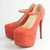 Orange Suede Leather Hidden Platform Mary Jane Pump