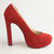 Red Suede Platform Pump