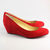 Red Suede Leather Hidden Wedge Pump