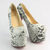 Gray Snake Skin Leather Hidden Platform Pump