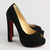 Black Suede Peep Toe Platform Pump