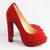 Red Suede Peep Toe Platform Pump