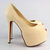 Nude Lamb Leather Peep Toe Platform Pump