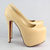 Beige Patent Leather Platform Pump