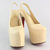 Beige Lambskin Leather Slingback Platform Pump Sandal