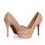 Beige Patent Leather Rivets Platform Pump