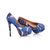 Blue Flower Pattern Fabric Platform Pump