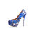 Blue Flower Pattern Fabric Platform Pump