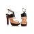 Black Croco with Beige Leather Platform Sandal