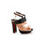 Black Croco with Beige Leather Platform Sandal