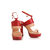 Red Croco with Beige Leather Platform Sandal