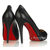 Black Lambskin Leather Red Sole (small peep toe & platform) Pump