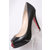 Black Lambskin Leather Red Sole (peep toe & platform) Pump