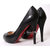 Black Lambskin Leather Red Sole (peep toe & platform) Pump