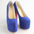 Blue Suede Leather Ultra High Hidden Platform Pump