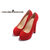 Red Suede Leather Ultra High Hidden Platform Pump