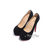 Black Suede Leather Ultra High Hidden Platform Pump