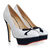 White leather Black Suede Cut-out Bow Tie Platform Pump