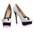 White leather Black Suede Cut-out Bow Tie Platform Pump