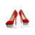 Red Suede Leather Stave Platform Pump