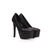 Quilting black Leather Platform Pump