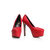 Quilting red Leather Platform Pump