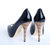 Black Patent Leather Peep Toe Platform Pump