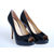 Black Patent Leather Peep Toe Platform Pump