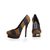 Coffee Stripe Fabric Platform Pump