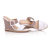 White & Beige Patent Leather Wedge Pump Slipper