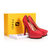 Lizard pattern red leather platform pump